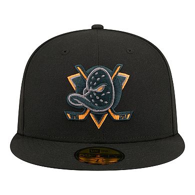 Men's New Era Black Anaheim Ducks Color Pop 59FIFTY Fitted Hat