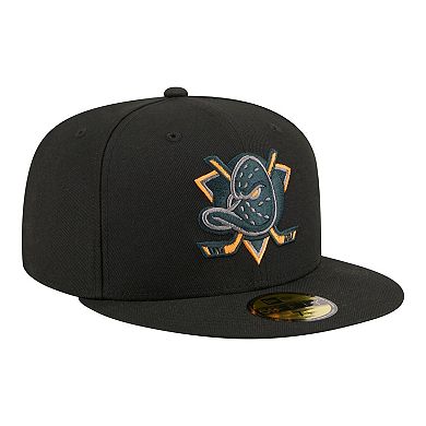 Men's New Era Black Anaheim Ducks Color Pop 59FIFTY Fitted Hat