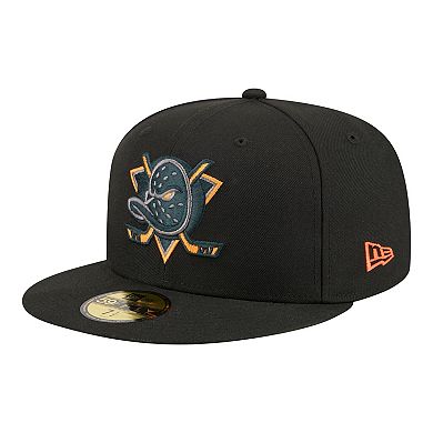 Men's New Era Black Anaheim Ducks Color Pop 59FIFTY Fitted Hat