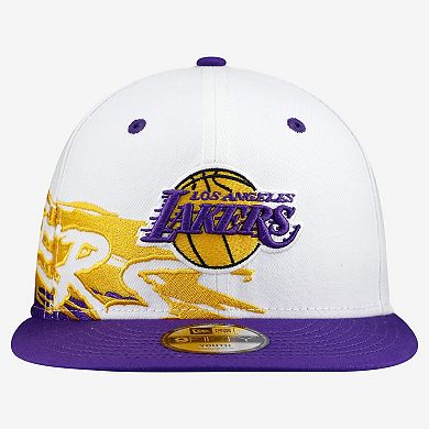 Youth New Era White/Purple Los Angeles Lakers Swept 9FIFTY Snapback Hat