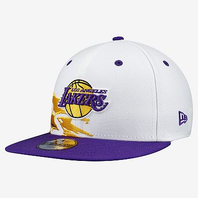 Youth New Era White/Purple Los Angeles Lakers Swept 9FIFTY Snapback Hat