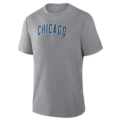 Men's Fanatics Heather Gray Chicago Cubs Play Tribute Tri-Blend T-Shirt