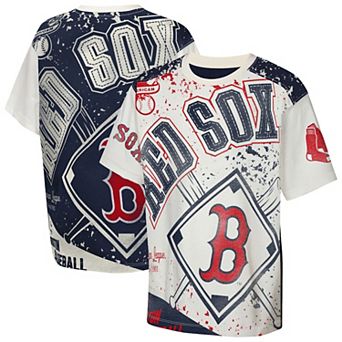 Youth Outerstuff Cream Boston Red Sox Big League Top Player Bold All-Over-Print T-Shirt