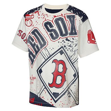 Youth Outerstuff Cream Boston Red Sox Big League Top Player Bold All-Over-Print T-Shirt
