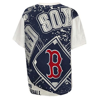 Youth Outerstuff Cream Boston Red Sox Big League Top Player Bold All-Over-Print T-Shirt