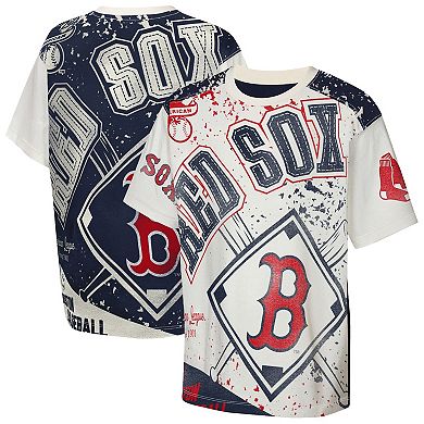 Youth Outerstuff Cream Boston Red Sox Big League Top Player Bold All-Over-Print T-Shirt