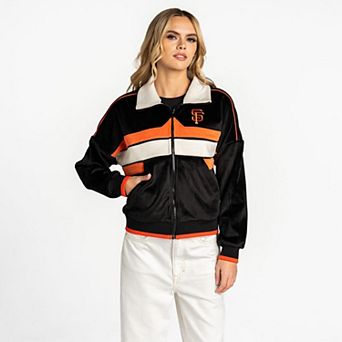 Women's The Wild Collective Black San Francisco Giants Velvet Cord Full-Zip Jacket