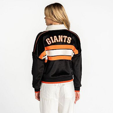 Women's The Wild Collective Black San Francisco Giants Velvet Cord Full-Zip Jacket
