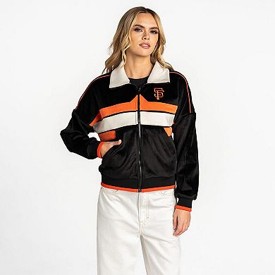 Women's The Wild Collective Black San Francisco Giants Velvet Cord Full-Zip Jacket