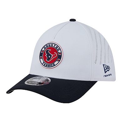 Men's New Era White/Navy Houston Texans Patch 39THIRTY A-Frame M-Crown Perforated Flex Hat