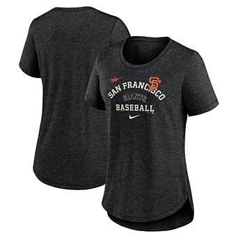 Women's Nike Heather Black San Francisco Giants Rewind Arch Mix Tri-Blend T-Shirt