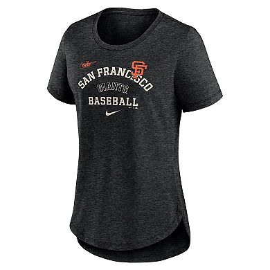 Women's Nike Heather Black San Francisco Giants Rewind Arch Mix Tri-Blend T-Shirt