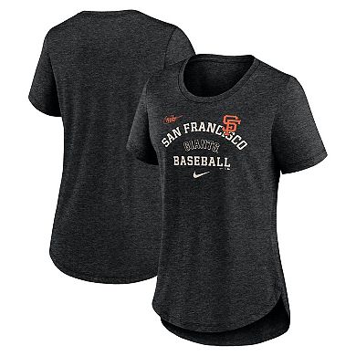 Women's Nike Heather Black San Francisco Giants Rewind Arch Mix Tri-Blend T-Shirt