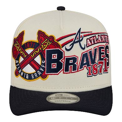 Men's New Era Cream/Navy Atlanta Braves Classic A-Frame 9FIFTY Snapback Hat