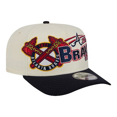 Men's New Era Cream/Navy Atlanta Braves Classic A-Frame 9FIFTY Snapback Hat