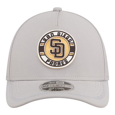 Men's New Era Gray San Diego Padres Patch 39THIRTY A-Frame M-Crown Perforated Flex Hat