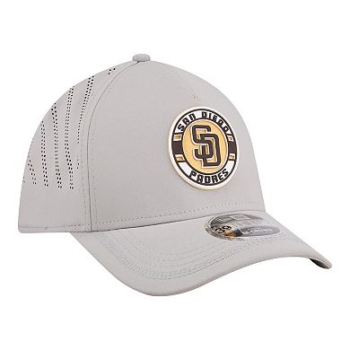 Men's New Era Gray San Diego Padres Patch 39THIRTY A-Frame M-Crown Perforated Flex Hat