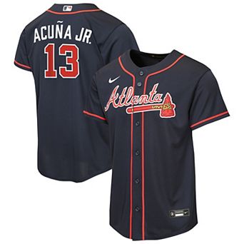Youth Nike Ronald Acuña Jr. Navy Atlanta Braves Alternate Replica Jersey