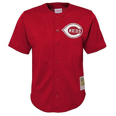 Youth Mitchell & Ness Deion Sanders Red Cincinnati Reds Cooperstown Mesh Batting Practice Jersey