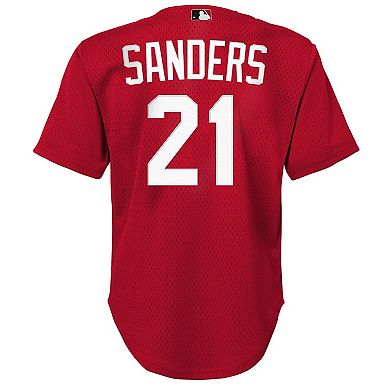 Youth Mitchell & Ness Deion Sanders Red Cincinnati Reds Cooperstown Mesh Batting Practice Jersey