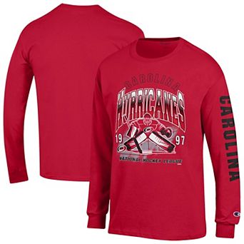 Men's Champion Red Carolina Hurricanes Long Sleeve Jersey T-Shirt