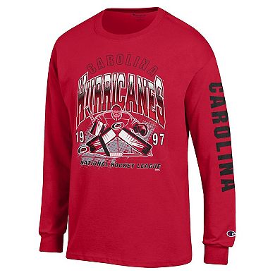 Men's Champion Red Carolina Hurricanes Long Sleeve Jersey T-Shirt
