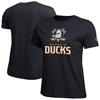 Women's Champion Black Anaheim Ducks Wordmark Lockup T-Shirt