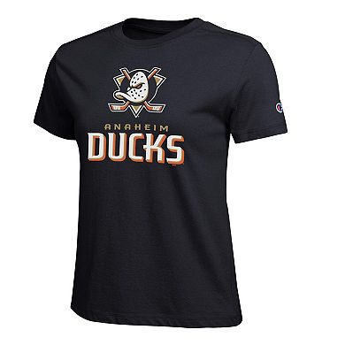 Women's Champion Black Anaheim Ducks Wordmark Lockup T-Shirt