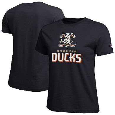 Women's Champion Black Anaheim Ducks Wordmark Lockup T-Shirt