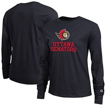 Women's Champion Black Ottawa Senators Wordmark Lockup Long Sleeve T-Shirt
