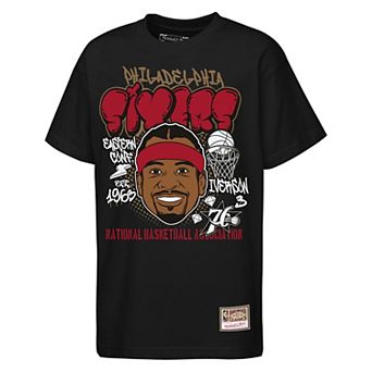 Youth Mitchell & Ness Allen Iverson Black Philadelphia 76ers Headshot T-Shirt