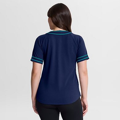 Women's Fanatics Navy Seattle Mariners Diva Race Ahead Raglan V-Neck T-Shirt