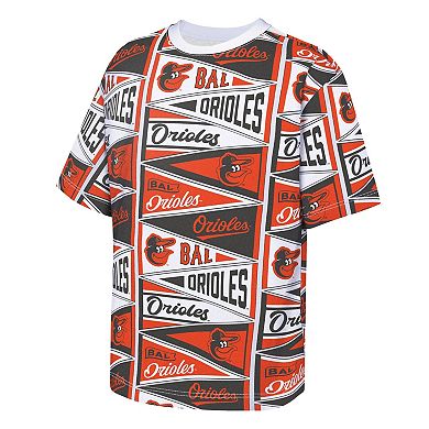 Youth Outerstuff Orange Baltimore Orioles All-Over Pennant T-Shirt