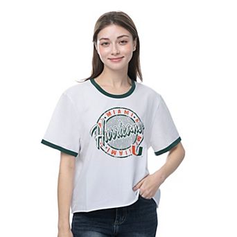 Women's ZooZatz White Miami Hurricanes Retro Ringer Tri-Blend T-Shirt