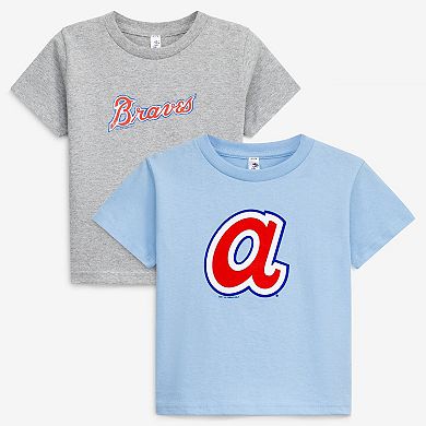 Toddler Soft as a Grape Heather Gray/Light Blue Atlanta Braves Cooperstown Collection Two-Pack T-Shirt Set
