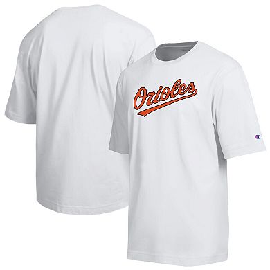 Men's Champion White Baltimore Orioles All Star Arched Chenille Wordmark T-Shirt
