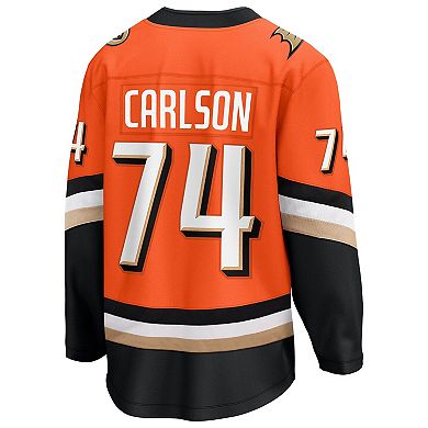 Men's Fanatics John Carlson Orange Anaheim Ducks Home Breakaway Jersey