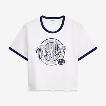 Women's ZooZatz White Penn State Nittany Lions Retro Ringer Tri-Blend T-Shirt