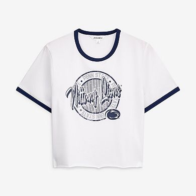 Women's ZooZatz White Penn State Nittany Lions Retro Ringer Tri-Blend T-Shirt