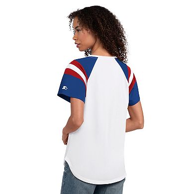Women's Starter White Chicago Cubs Game On Notch Neck Raglan T-Shirt
