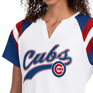 Women's Starter White Chicago Cubs Game On Notch Neck Raglan T-Shirt