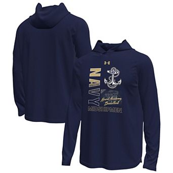 Men's Under Armour Navy Navy Midshipmen Unity Shooting Long Sleeve Hooded T-Shirt