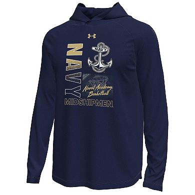 Men's Under Armour Navy Navy Midshipmen Unity Shooting Long Sleeve Hooded T-Shirt