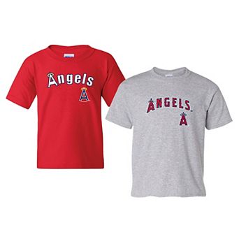 Youth Soft as a Grape Red/Gray Los Angeles Angels Cooperstown 2-Pack T-Shirt Set