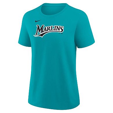 Women's Nike Sandy Alcantara Teal Miami Marlins Name & Number T-Shirt