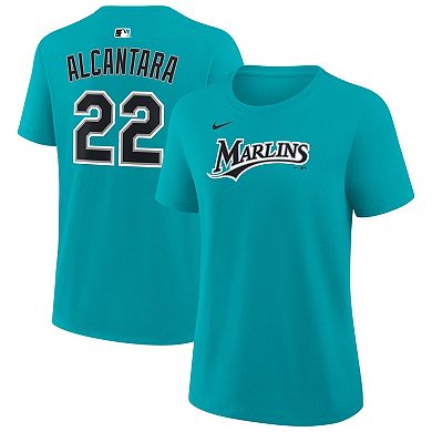 Women's Nike Sandy Alcantara Teal Miami Marlins Name & Number T-Shirt