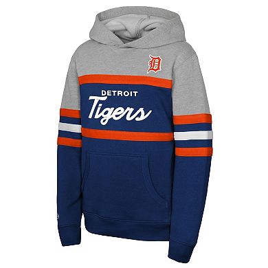 Youth Mitchell & Ness Navy/Grey Detroit Tigers Cooperstown Head Coach Pullover Hoodie