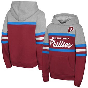 Youth Mitchell & Ness Red/Grey Philadelphia Phillies Cooperstown Head Coach Pullover Hoodie