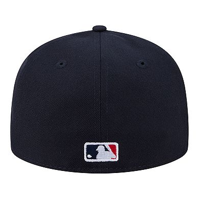 Men's New Era Navy Atlanta Braves Hidden Hit 59FIFTY Fitted Hat