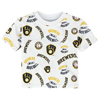 Toddler Outerstuff White Milwaukee Brewers Run Down T-Shirt